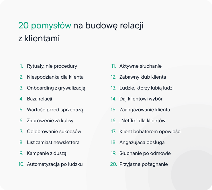 20 pomysłów na budowanie relacji z klientem